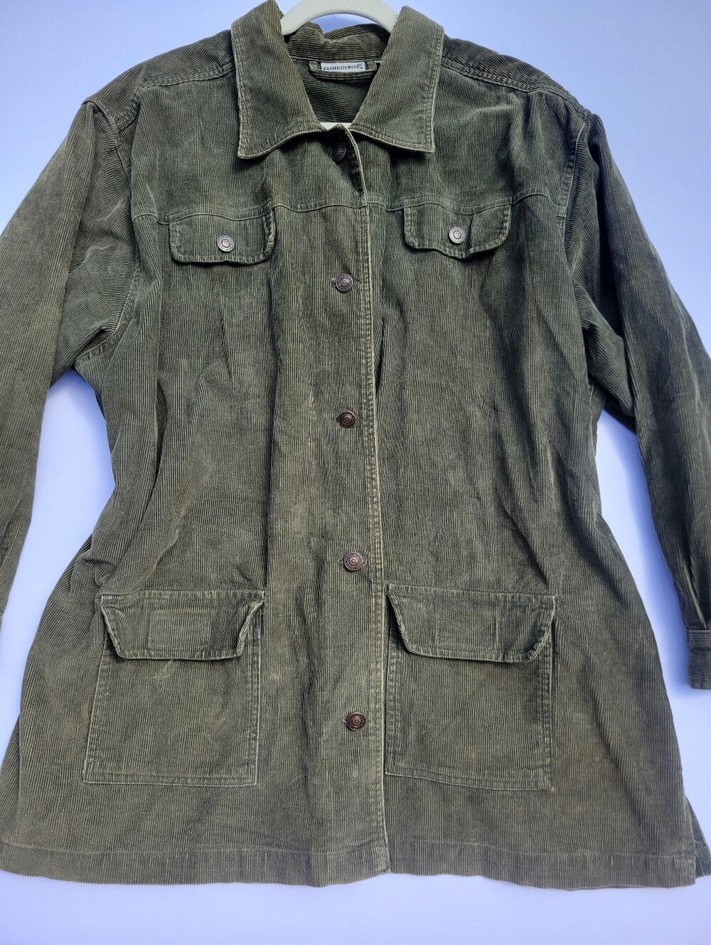 Fashion Bug 22/24 Olive Green Corduroy Button Jacket Barn Chore Western Trucker